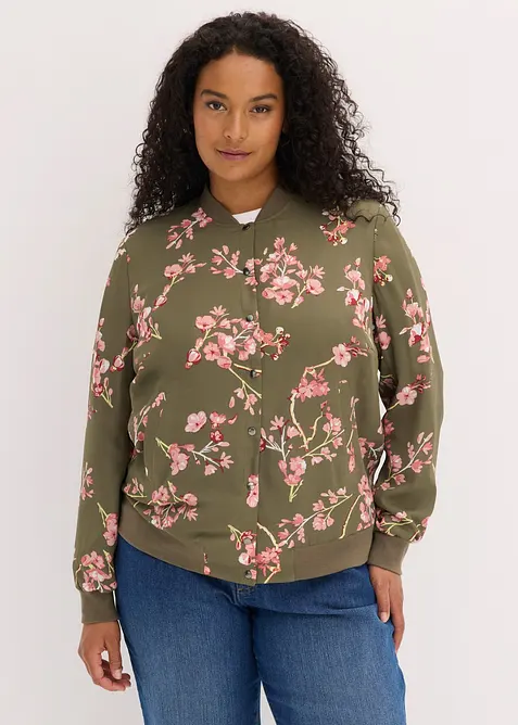 Blouson mit Knopfleiste in grün von vorne (im Anschnitt) - bonprix