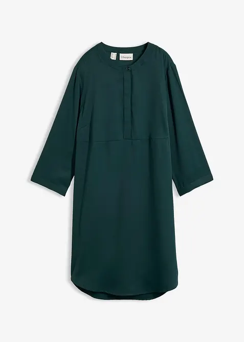 Blusenkleid mit kurzer Knopfleiste in grün von vorne - bonprix