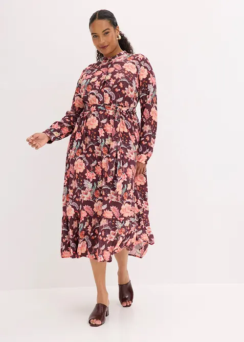 Maxikleid aus fließender Viskose in lila von vorne (Totalaufnahme) - bonprix