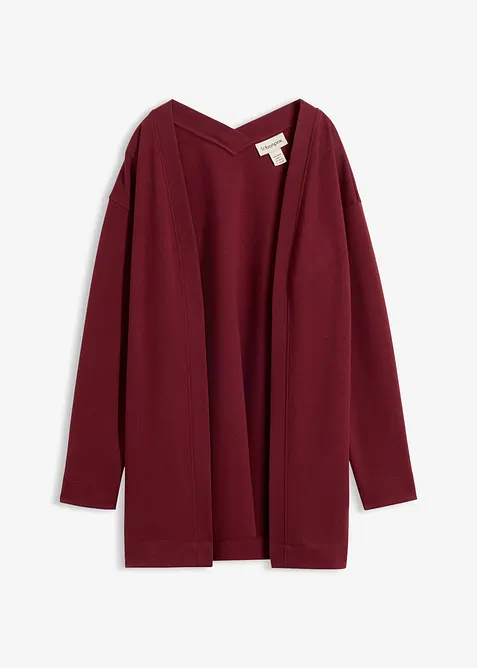 Long-Sweatjacke aus weichem Baumwoll-Mix in rot von vorne - bonprix