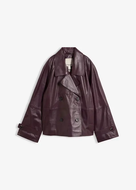Cabanjacke aus Lammnappa-Leder in rot von vorne - bonprix