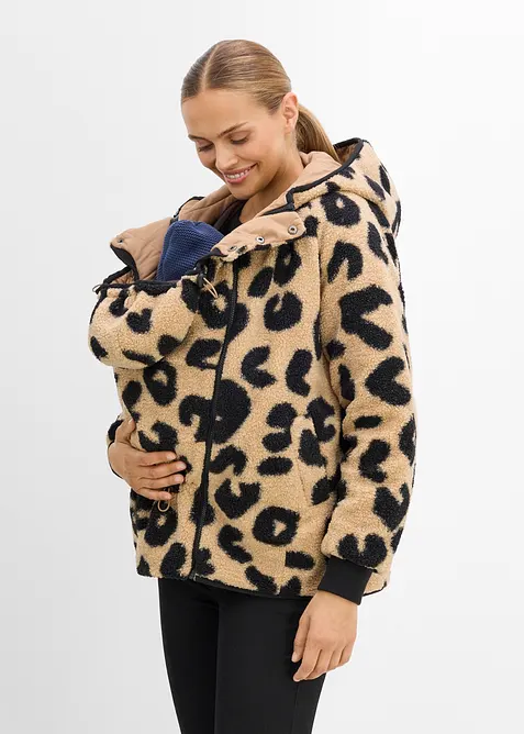 3-in-1 Teddyfleece Jacke für die Schwangerschaft und danach (2-tlg. Set) in beige von vorne (im Anschnitt) - bonprix