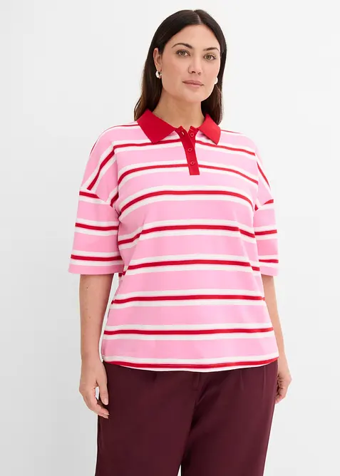 Poloshirt aus reiner Bio-Baumwolle in rosa von vorne (im Anschnitt) - bonprix