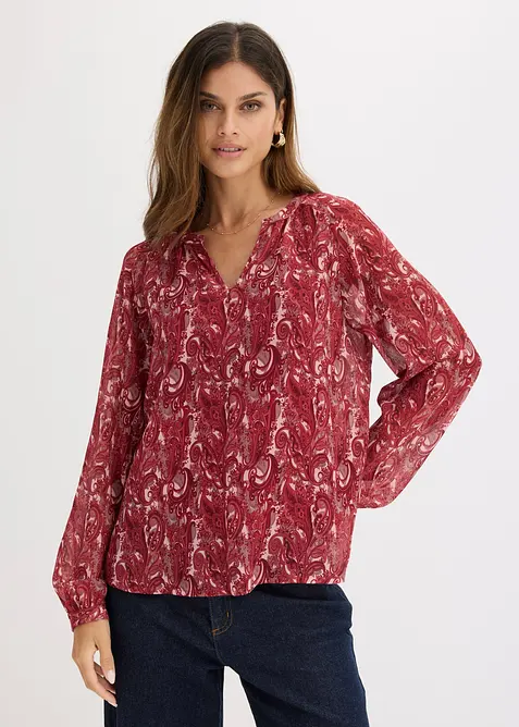 Chiffonbluse in rot von vorne (im Anschnitt) - bonprix