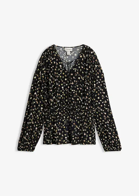 Bluse aus Viskose-Crépe in schwarz von vorne - bonprix