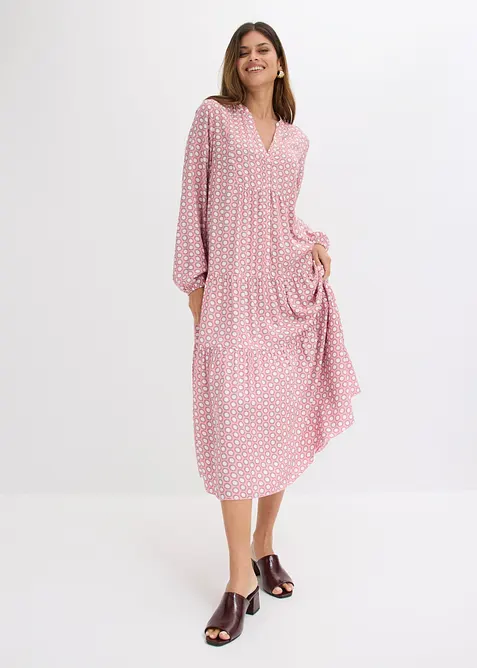Tunika-Kleid aus fließender Viskose in lila im Look von vorne (Totalaufnahme) - bonprix