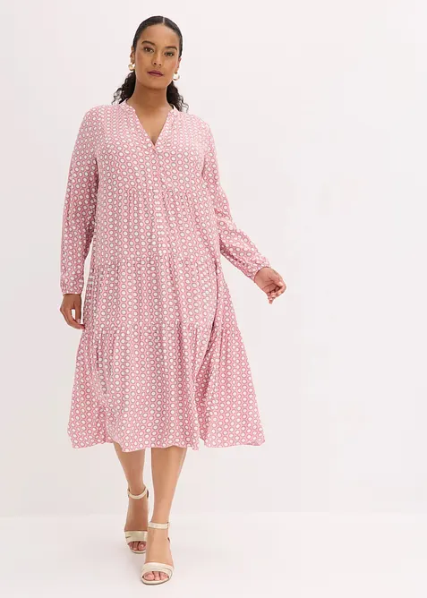 Tunika-Kleid aus fließender Viskose in lila von vorne (Totalaufnahme) - bonprix