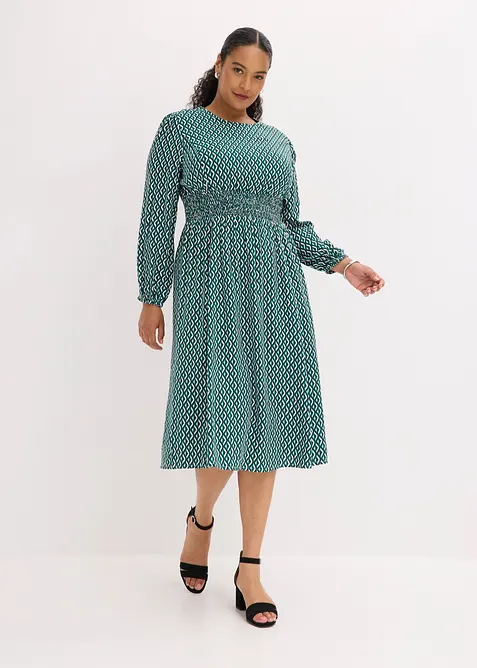 Midikleid aus fließender Viskose in grün von vorne (Totalaufnahme) - bonprix