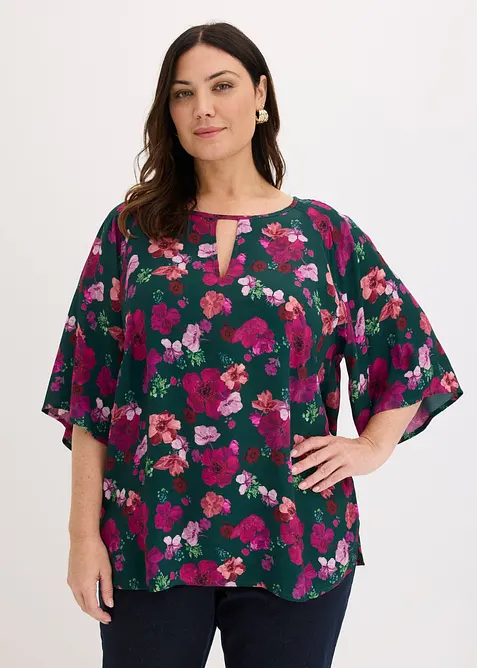 Chiffon-Tunika in grün von vorne (im Anschnitt) - bonprix