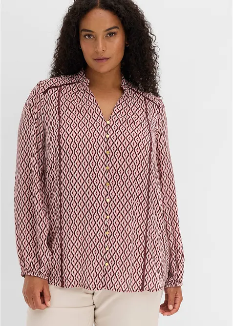 Chiffonbluse in lila von vorne (im Anschnitt) - bonprix