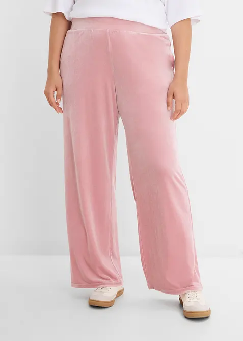 Jersey-Hose aus Samt in rosa von vorne - bonprix