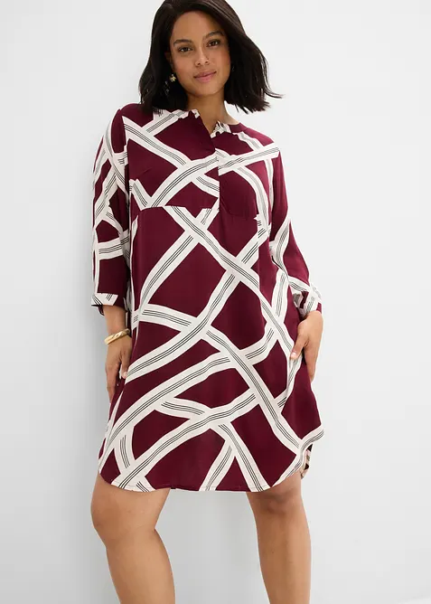 Blusenkleid aus reiner Viskose in rot von vorne (Totalaufnahme) - bonprix