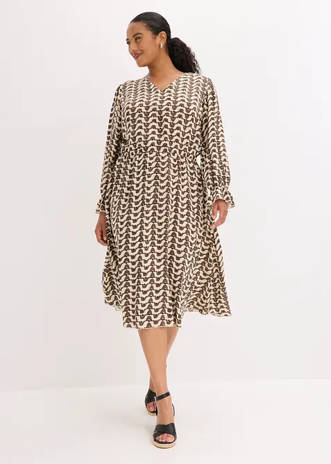 Midikleid aus fließender Viskose in rot von vorne (Totalaufnahme) - bonprix
