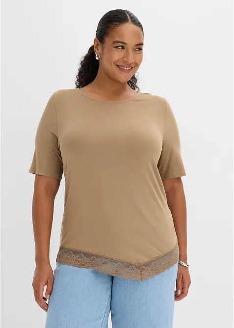Shirt aus softer Viskose in braun von vorne (im Anschnitt) - bonprix