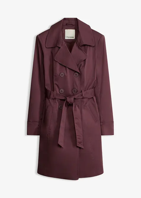 Doppelreihiger Trenchcoat in lila von vorne - bonprix