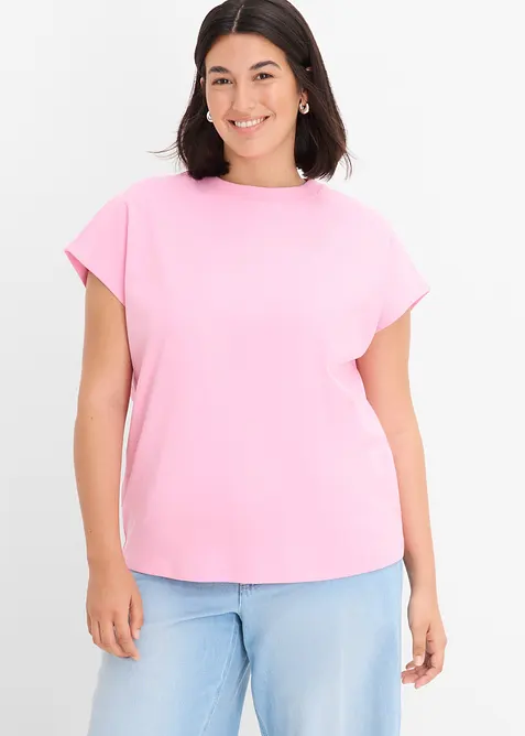 T-Shirt aus reiner Bio-Baumwolle (2er Pack) in rosa von vorne (im Anschnitt) - bonprix