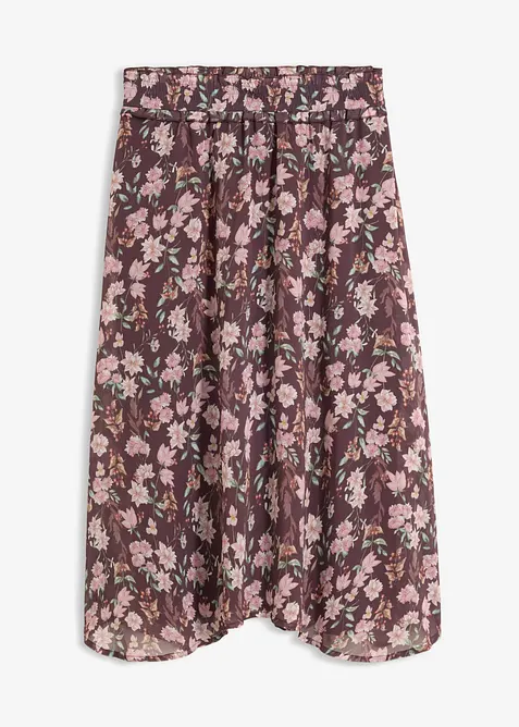 Chiffon-Midirock in lila von vorne - bonprix