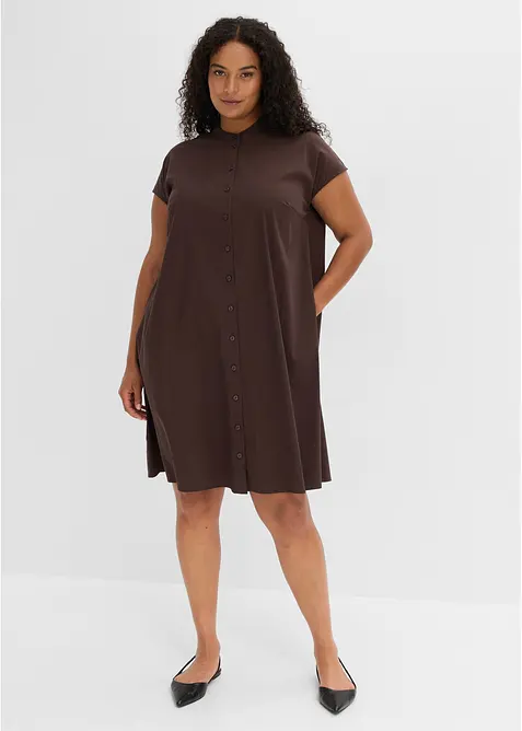 Hemdblusenkleid in braun von vorne (Totalaufnahme) - bonprix