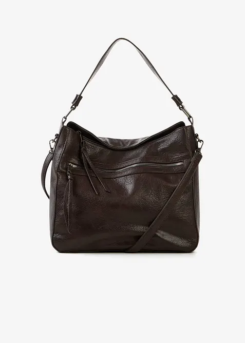 Shopper mit Außentasche in braun von vorne - bonprix