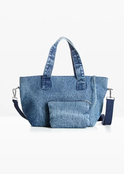 Handtasche Denim in blau von vorne - bonprix