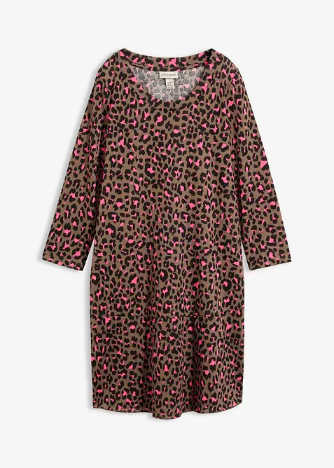 Kurzes Shirtkleid in Strickoptik in pink von vorne - bonprix