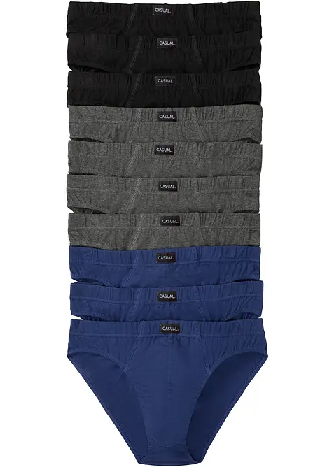 Slip mit weicher Baumwolle (10er Pack) in schwarz von vorne - bonprix