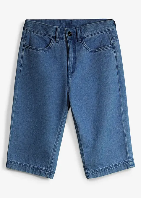 Jeans-Longbermuda mit verstellbarem Bund, Loose Fit in blau von vorne - bonprix