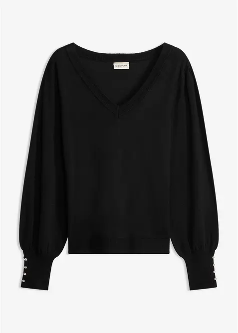 Feinstrickpullover aus Viskose-Mix in schwarz von vorne - bonprix
