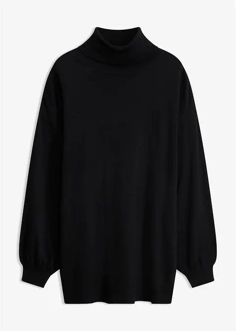 Rollkragenpullover aus Viskose-Mix in schwarz von vorne - bonprix