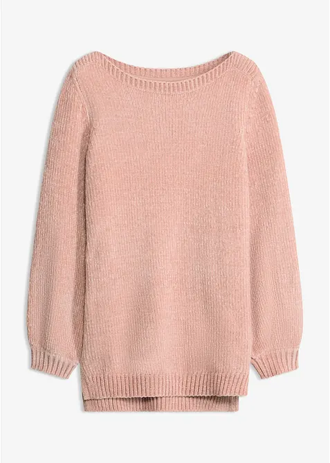 Chenille-Longpullover in rosa von vorne - bonprix