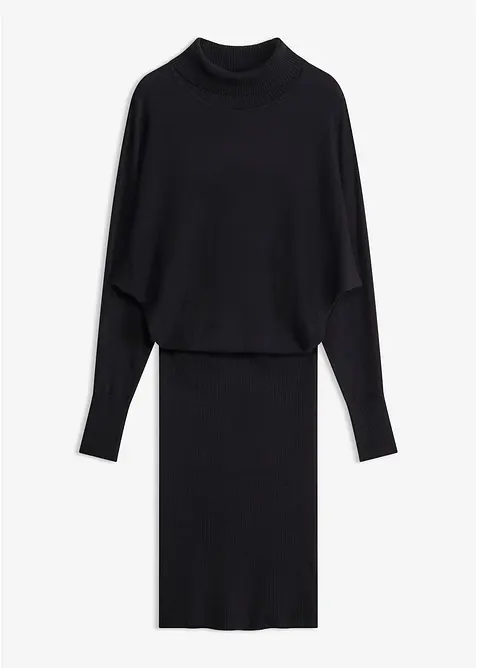 Strickkleid aus Viskose-Mix in schwarz von vorne - bonprix