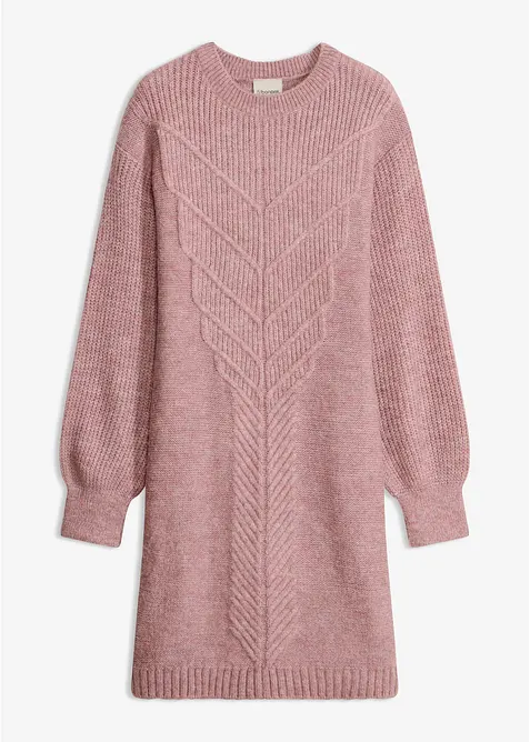 Strickkleid mit Rippenstruktur in rosa von vorne - bonprix