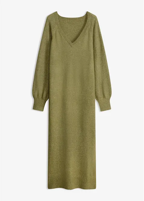 Oversized Strickkleid in Midilänge in grün von vorne - bonprix