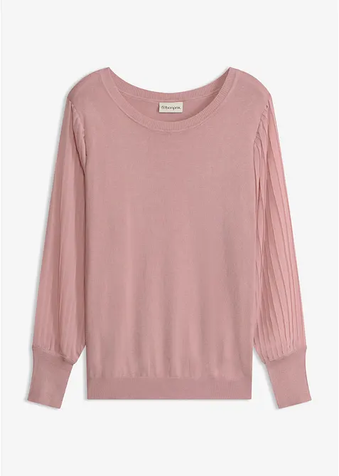 Feinstrickpullover aus softem Viskose-Mix in rosa von vorne - bonprix