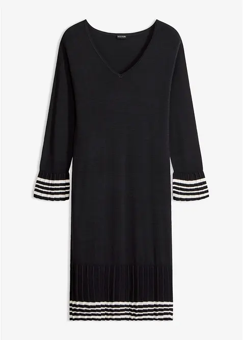 Strickkleid aus weichem Viskose-Mix in schwarz von vorne - bonprix