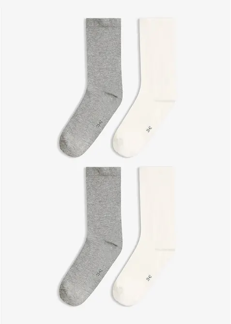 Socken mit druckfreiem Bund (4er Pack) in weiß von vorne - bonprix