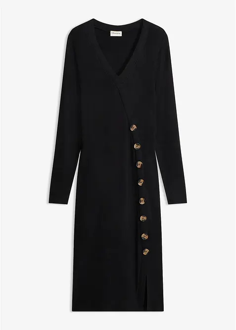 Strickkleid aus Viskose-Mix in schwarz von vorne - bonprix