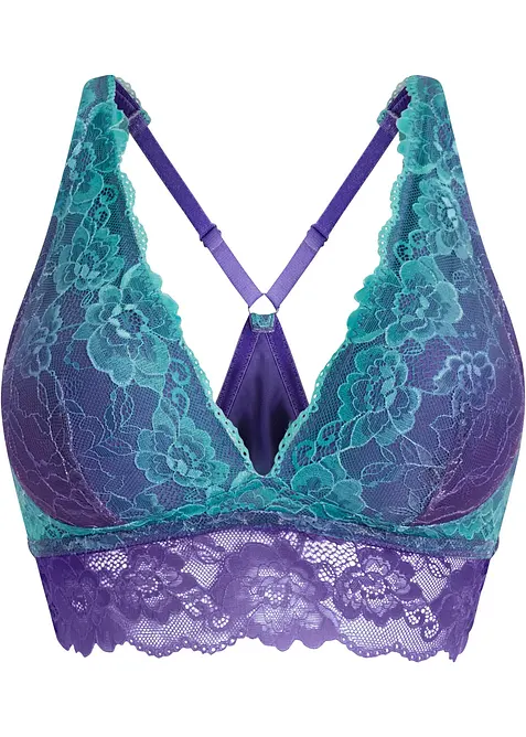 Bustier mit zarter Spitze im Farbverlauf in lila von vorne - bonprix