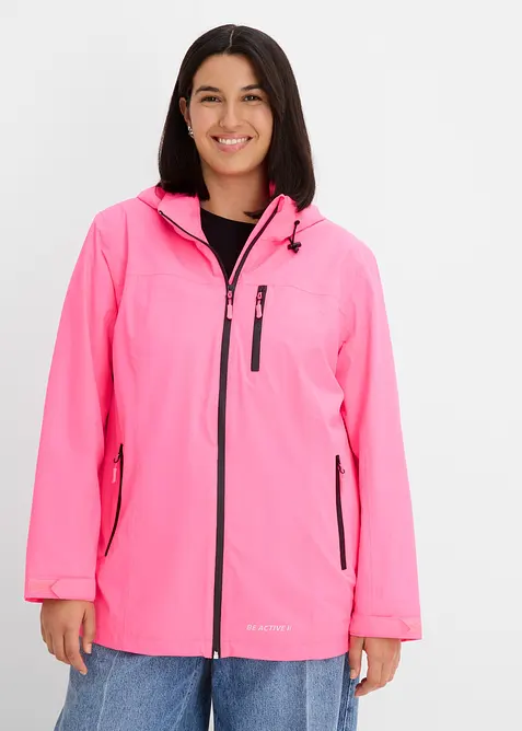 wasserabweisende, reflektierende Funktions-Jacke in pink von vorne (im Anschnitt) - bonprix