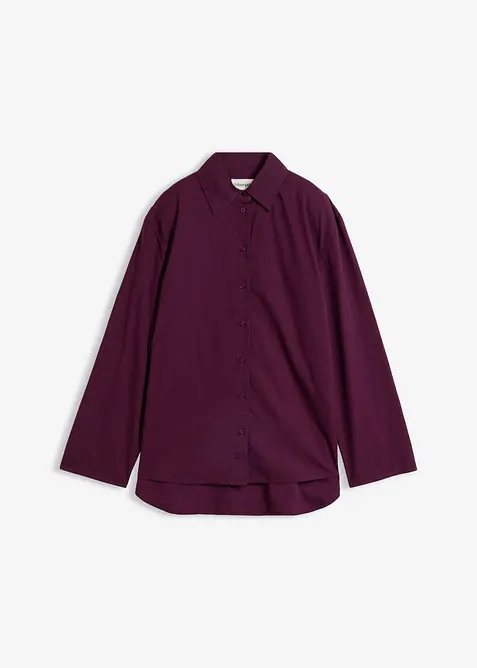 Hemdbluse aus reiner Bio-Baumwolle in lila von vorne - bonprix