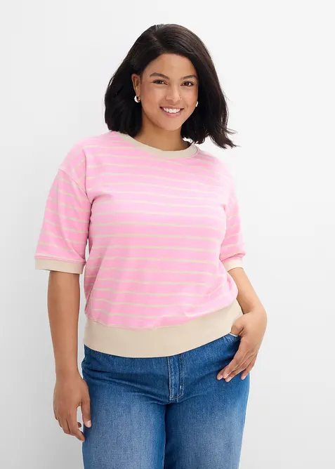 Lockeres Sweatshirt aus Baumwoll-Mix in rosa von vorne (im Anschnitt) - bonprix