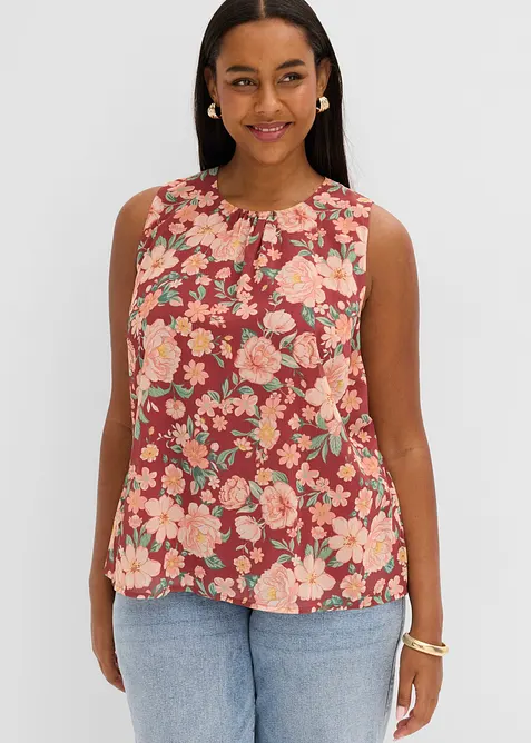 Chiffon-Blusentop in rot von vorne (im Anschnitt) - bonprix