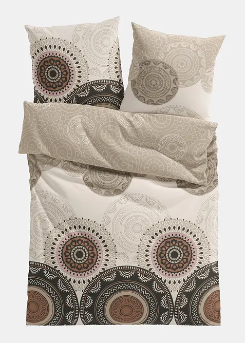 Baumwollmix-Bettwäsche in beige von vorne - bonprix