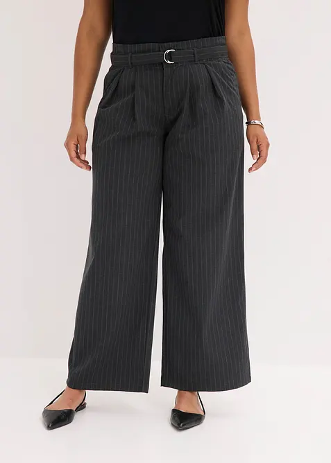 Weite Bundfaltenhose in grau von vorne - bonprix