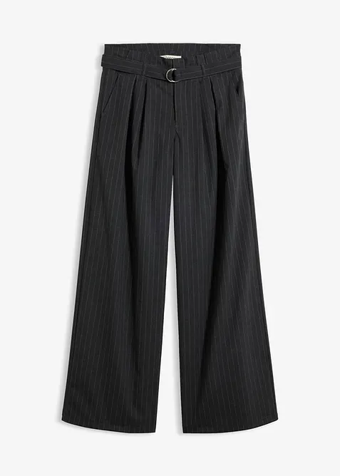 Weite Bundfaltenhose in grau von vorne - bonprix