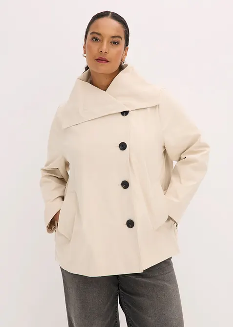 Trenchjacke in beige von vorne (im Anschnitt) - bonprix