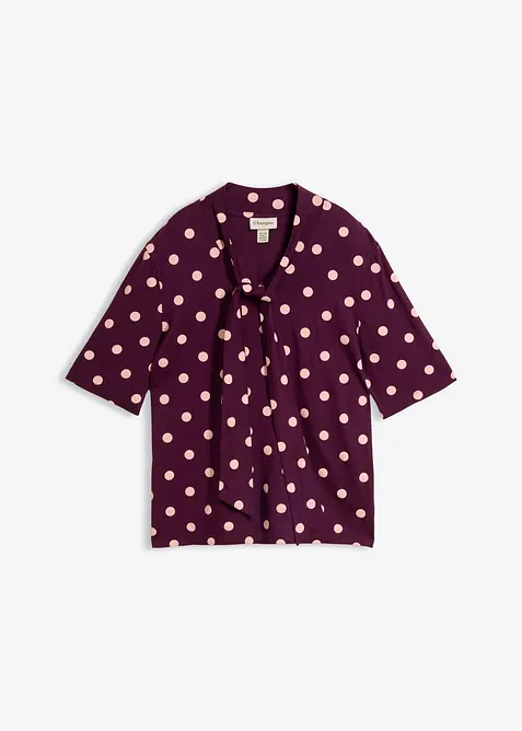 Shirt mit Schluppe in lila von vorne - bonprix