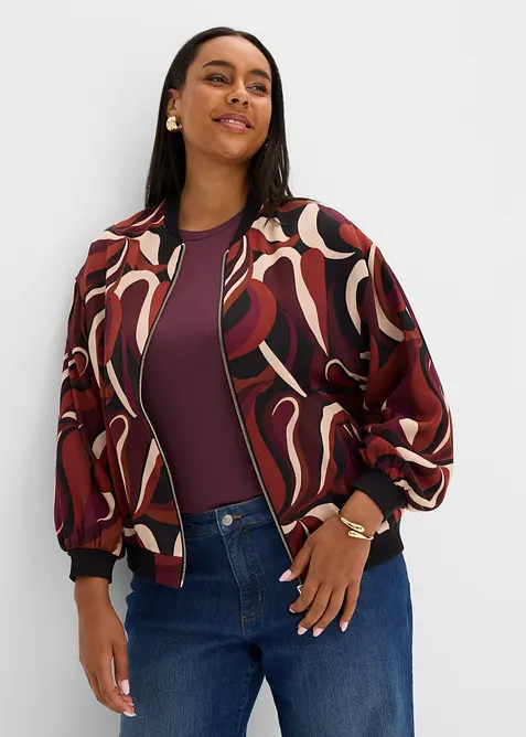 Blouson aus fließendem Satin in rot von vorne (im Anschnitt) - bonprix