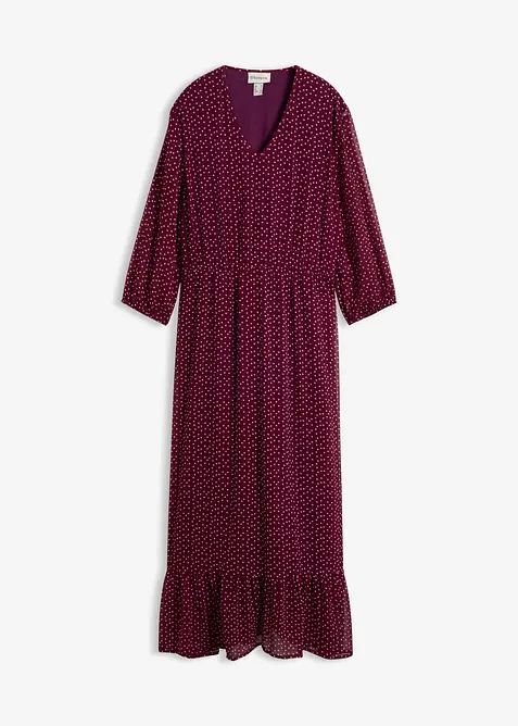 Chiffonkleid mit V-Ausschnitt in lila von vorne - bonprix