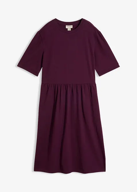 Shirtkleid aus elastischem Baumwoll-Mix in lila von vorne - bonprix
